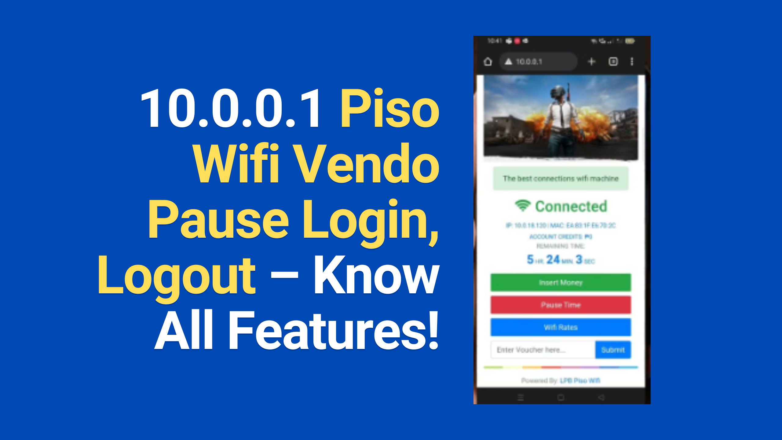 10.0.0.1 Piso Wifi Vendo Pause Login